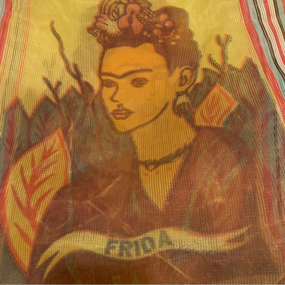 Large Frida kahlo market bag plastic tote from Mexico - Picture 6 of 10